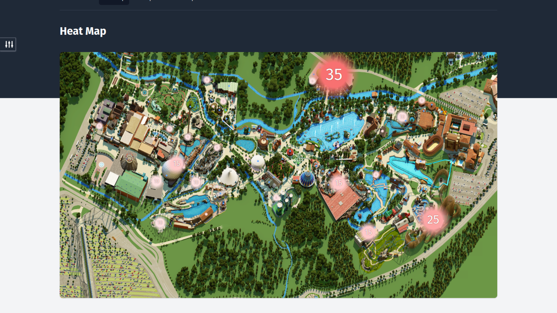 Heat Map der aktuellen Wartezeiten